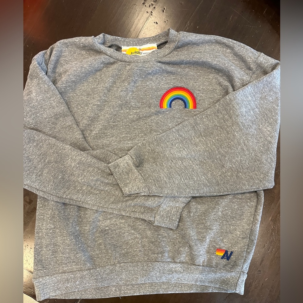 RAINBOW EMBROIDERY RELAXED CREW SWEATSHIRT